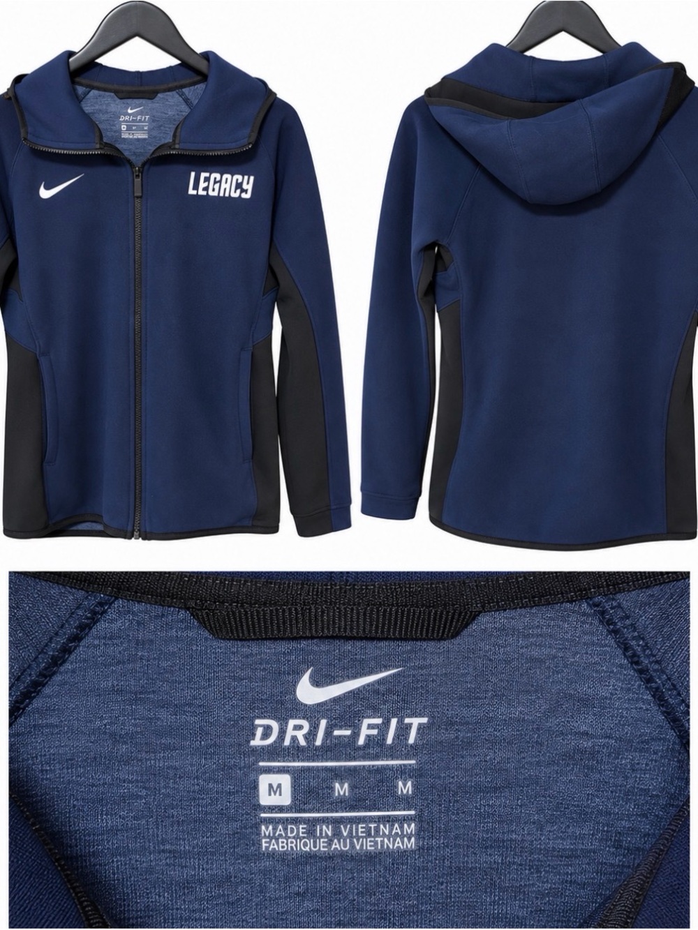 Nike Navy and Black 'Legacy' Dri-FIT Full-Zip Hoodie